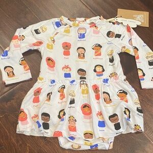 Angel Dear Bamboo Women in History Bodysuit Twirl Dress 3-6m NWT